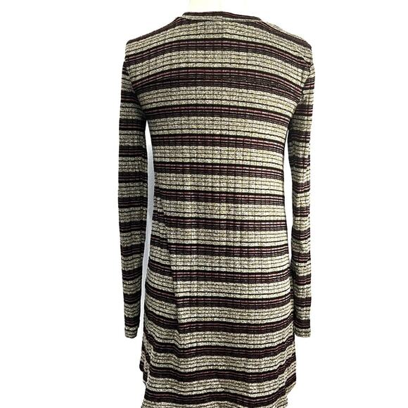 BCBGeneration Ribbed Stripe Long Sleeve Lurex Shimmer Shift Dress Small - Picture 5 of 7